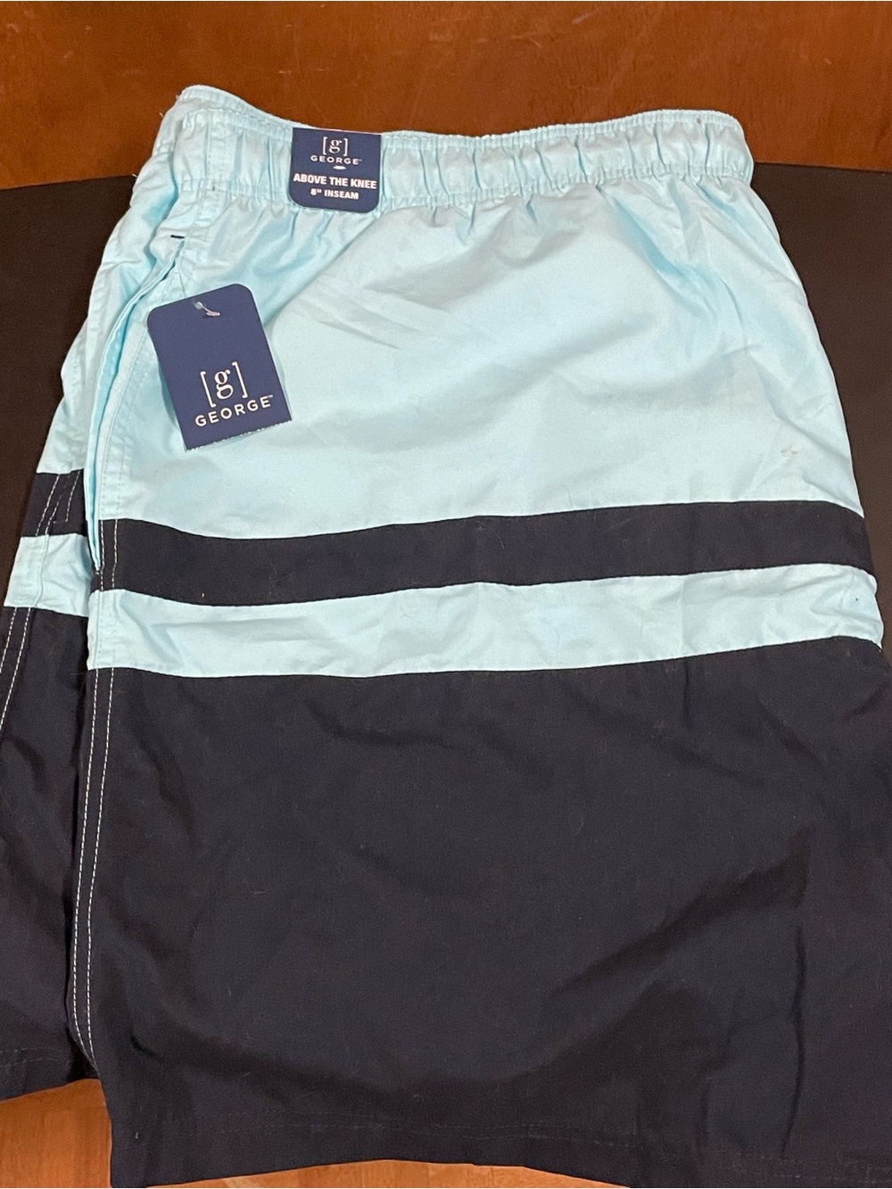 George Men's Aqua and Black Colorblock Swim Shorts